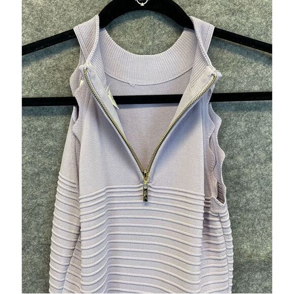 ELIZA J Scalloped Fit & Flare Sweater Dress Size XS Lilac Mini Sleeveless Spring - Picture 14 of 15